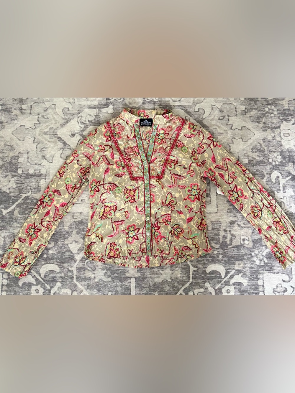 Angie NWT Floral Embroidered Voile Boho Blouse Small
